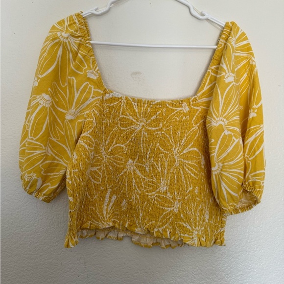 Universal Thread Tops - Universal Thread Yellow Floral Crop Top